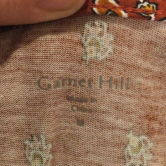 Garnet Hill Drop Waist Dress Size Medium Orange Red Floral Organic Cotton Boho - Picture 2 of 10